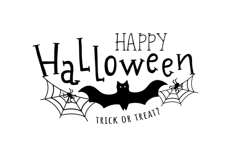 Feliz halloween Ilustración vectorial con araña web y murciélago Truco o trato
