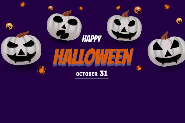 feliz halloween con letras de color naranja 3d