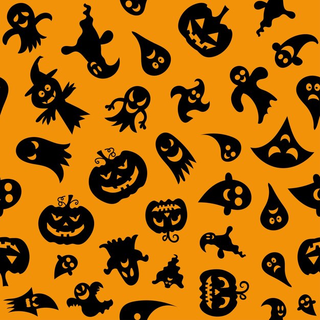 Feliz halloween de patrones sin fisuras con calabazas y embrujado vector illustrationx9