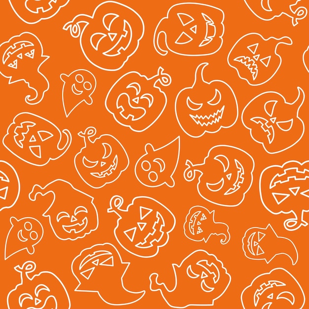 Feliz Halloween de patrones sin fisuras con calabazas ilustración vectorial
