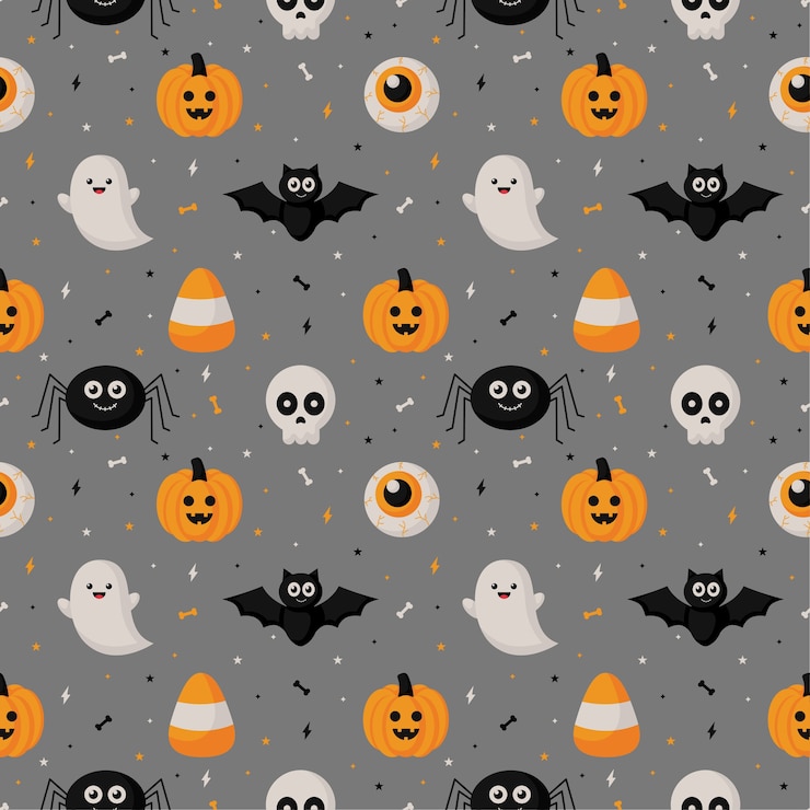 Vector feliz halloween de patrones sin fisuras