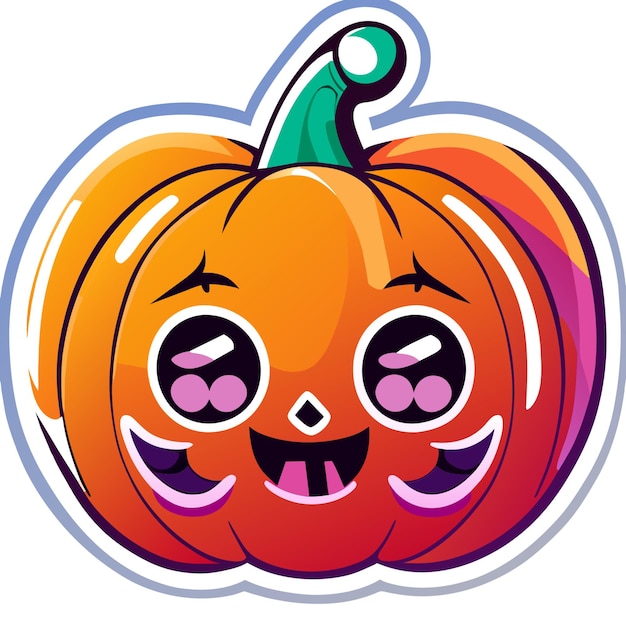 Vector feliz halloween pegatina de calabaza adorable neón