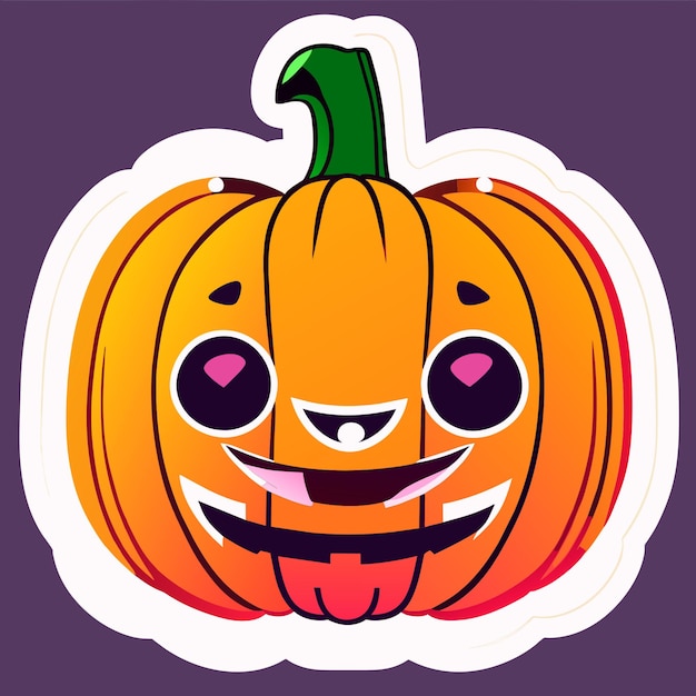 Vector feliz halloween pegatina de calabaza adorable neón