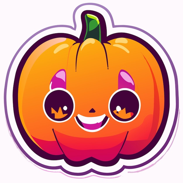 Vector feliz halloween pegatina de calabaza adorable neón