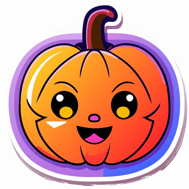 Vector feliz halloween pegatina de calabaza adorable neón