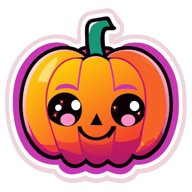 Vector feliz halloween pegatina de calabaza adorable neón