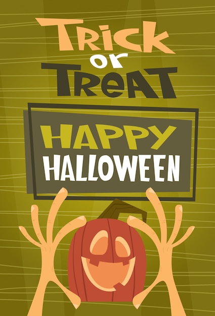 Vector feliz halloween. tarjeta de felicitación del concepto de truco o trato invitación fiesta de terror