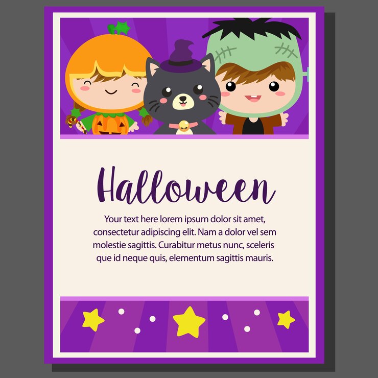Feliz halloween tema cartel frankenstein traje niños