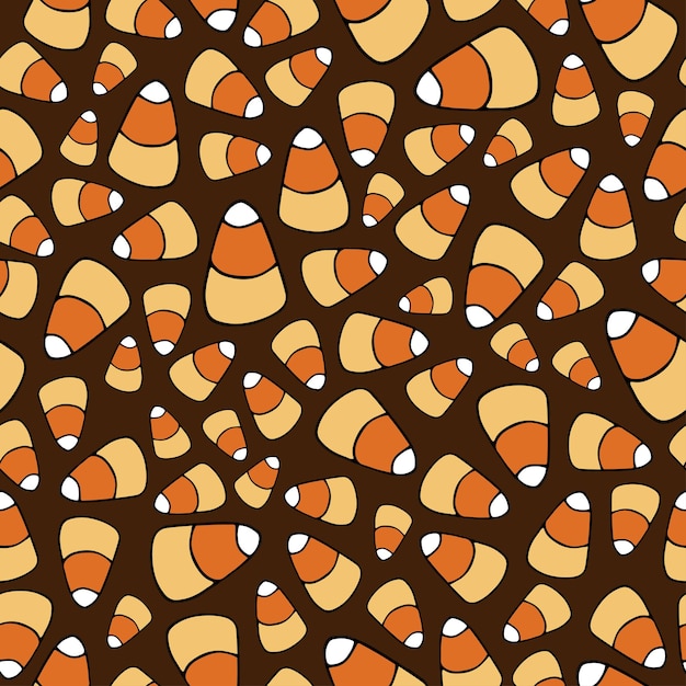 Vector feliz halloween vector de patrones sin fisuras fondo de maíz de caramelo textura colorida de vacaciones