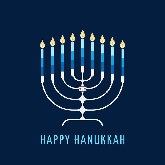 Vector feliz hanukkah menorah clip art candelabro con velas ilustración vectorial plana