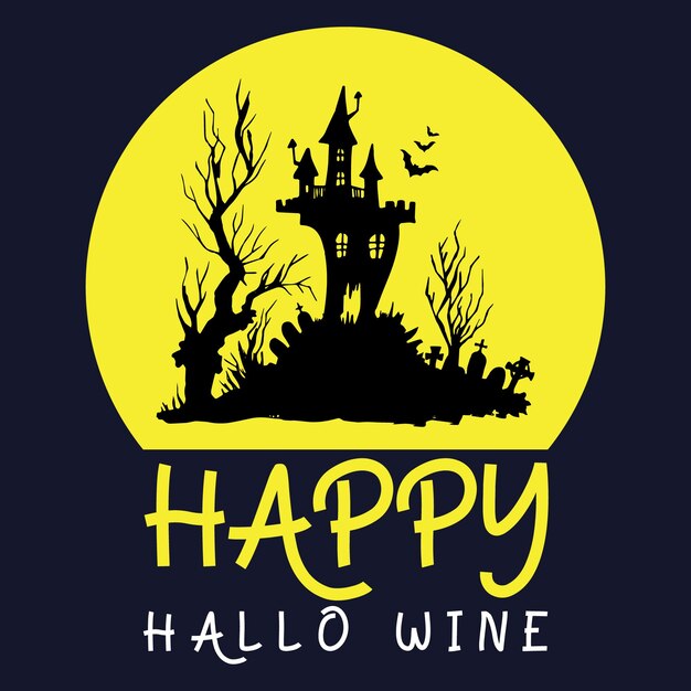 Feliz hola vino. diseño de camiseta vintage de halloween.