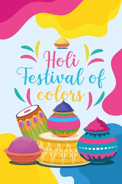 Feliz Holi plantilla de pancarta colorida celebración del festival del hinduismo indio diseño de póster de redes sociales