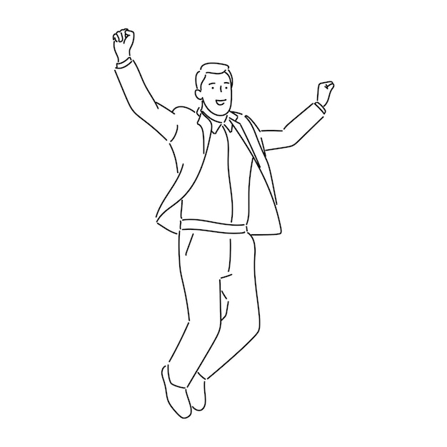 feliz hombre de negocios celebrando el icono sobre fondo blanco ilustración vectorial de estilo de línea