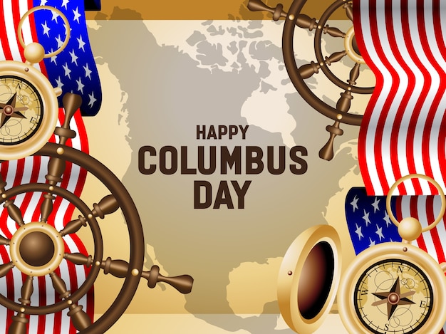 FELIZ ILUSTRACIÓN DEL CARTEL DEL DÍA DE COLUMBUS