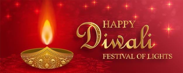 Feliz ilustración vectorial de Diwali Tarjeta festiva de Diwali y Deepawali El festival indio de luces sobre fondo de color