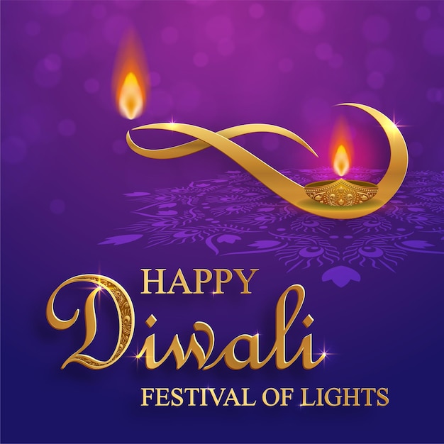 Feliz ilustración vectorial de Diwali Tarjeta festiva de Diwali y Deepawali El festival indio de las luces