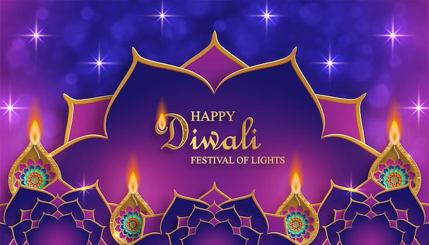 Vector feliz ilustración vectorial de diwali tarjeta festiva de diwali y deepawali el festival indio de las luces