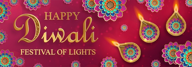 Feliz ilustración vectorial de Diwali Tarjeta festiva de Diwali y Deepawali El festival indio de las luces