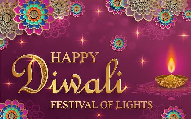 Feliz ilustración vectorial de Diwali Tarjeta festiva de Diwali y Deepawali El festival indio de las luces