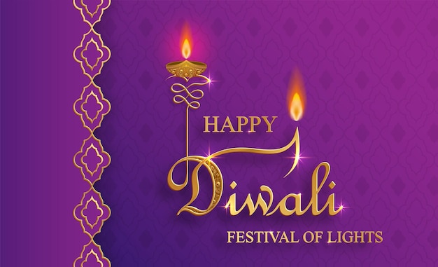 Feliz ilustración vectorial de Diwali Tarjeta festiva de Diwali y Deepawali El festival indio de las luces