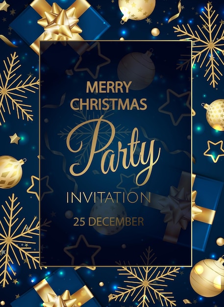 Feliz invitación de la fiesta de Navidad Tarjeta de feliz año nuevo Decoración Fondo de invierno Vacaciones de temporada