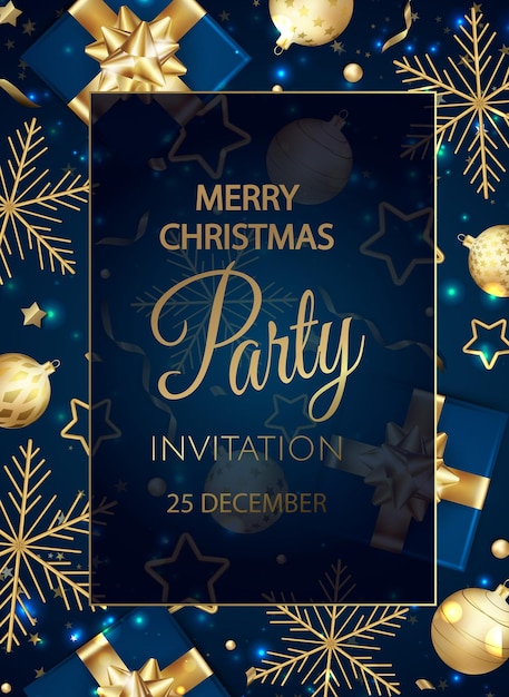 Feliz invitación de la fiesta de navidad tarjeta de feliz año nuevo decoración fondo de invierno vacaciones de temporada