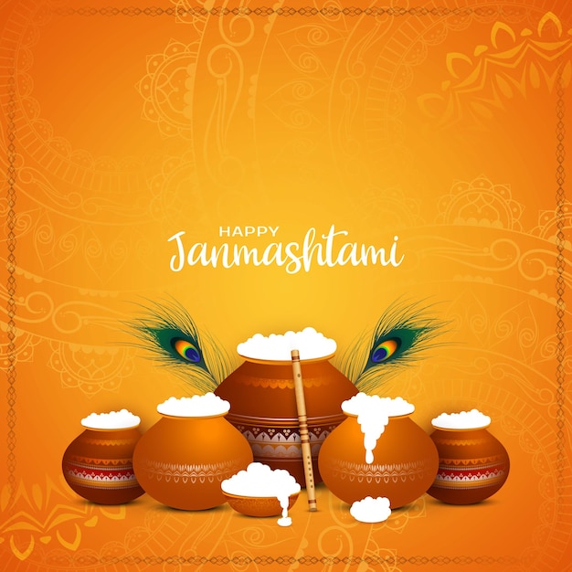 Feliz Janmashtami Festa hindú de la India Celebración de los antecedentes culturales