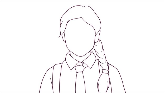 Feliz joven estudiante vistiendo uniforme ilustración de vector de estilo dibujado a mano