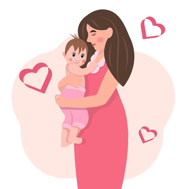 Feliz joven madre con su pequeña hija. Mamá e hija. Concepto de familia feliz. Amor de madre.