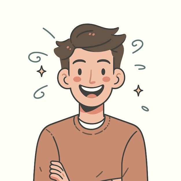Feliz joven posando ilustración plana
