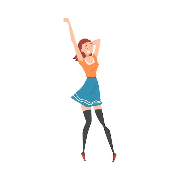 Feliz joven sonriente con ropa de moda bailando en la ilustración vectorial de la fiesta