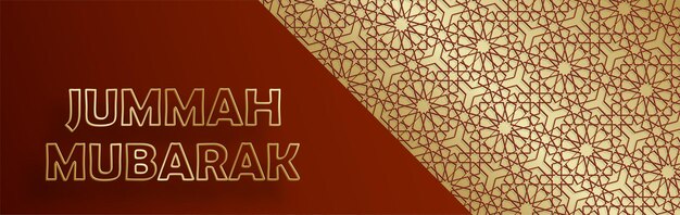 Feliz jummah mubarak oro caligrafía árabe con hermosa luna y diseño de patrón islámico sobre fondo de color de papel el significado es bendecido viernes santo