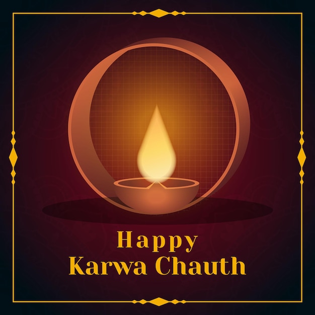 Feliz karwa chauth tarjeta de felicitación ilustración