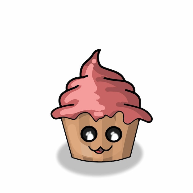 Feliz lindo cupcake carácter vector plantilla diseño ilustrador