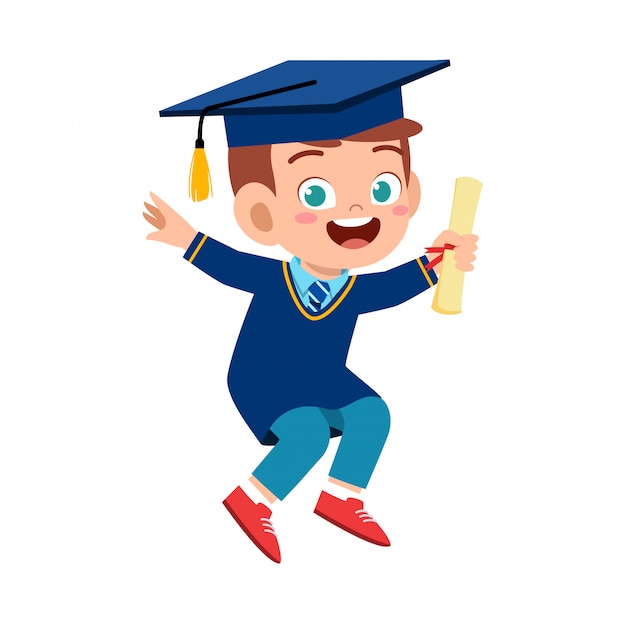 Feliz lindo niño niño graduado de la escuela