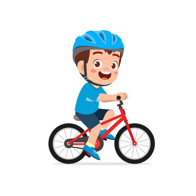 Feliz lindo niño niño montando bicicleta