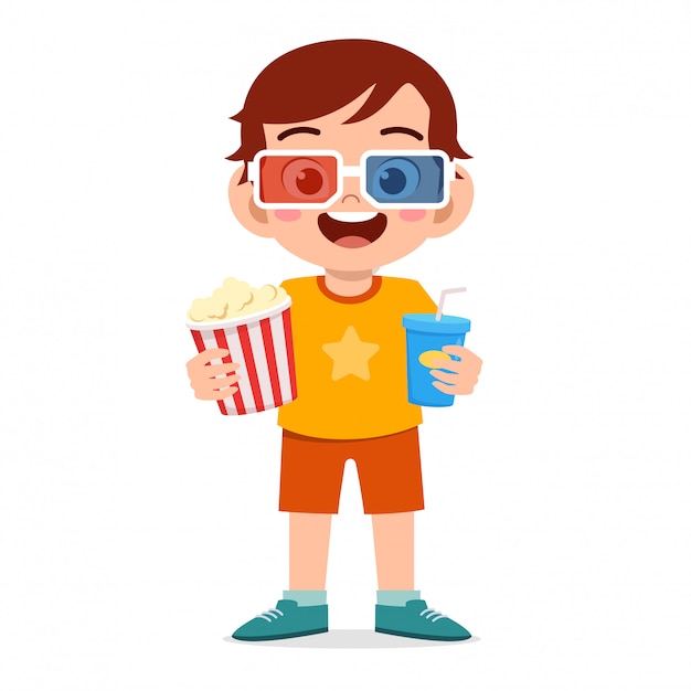 Feliz lindo niño ver película