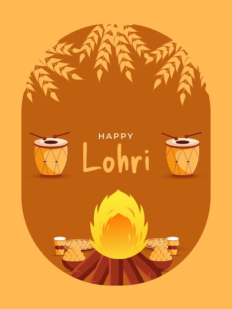 Feliz Lohri creativo Punjabi Celebración del festival indio Ilustración de vector plano minimalista