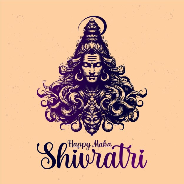 Vector feliz maha shivaratri diseño y dibujo vector de arte