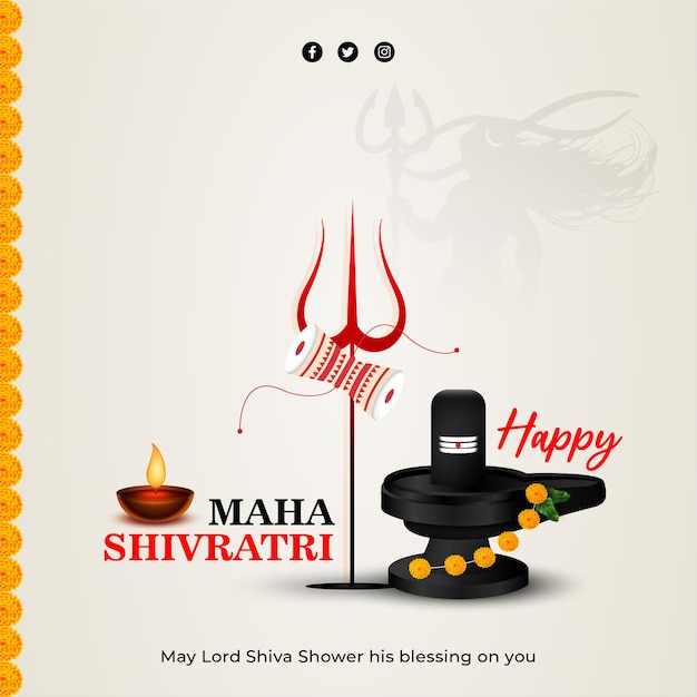 Feliz Maha Shivaratri Diseño de la tarjeta del festival indio