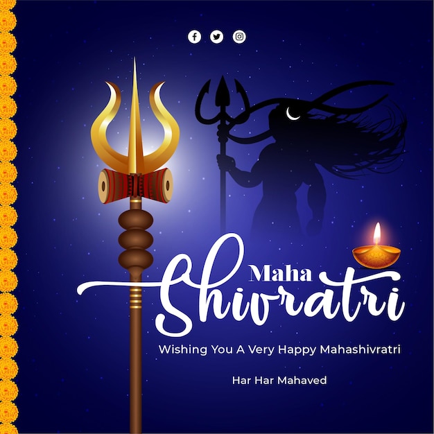 Feliz Maha Shivaratri Diseño de la tarjeta del festival indio