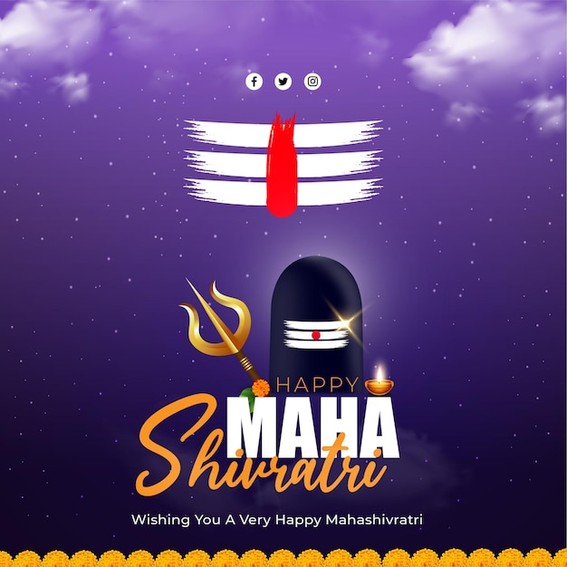 Feliz Maha Shivratri Diseño de fondo vectorial con la ilustración de Lord Shiva