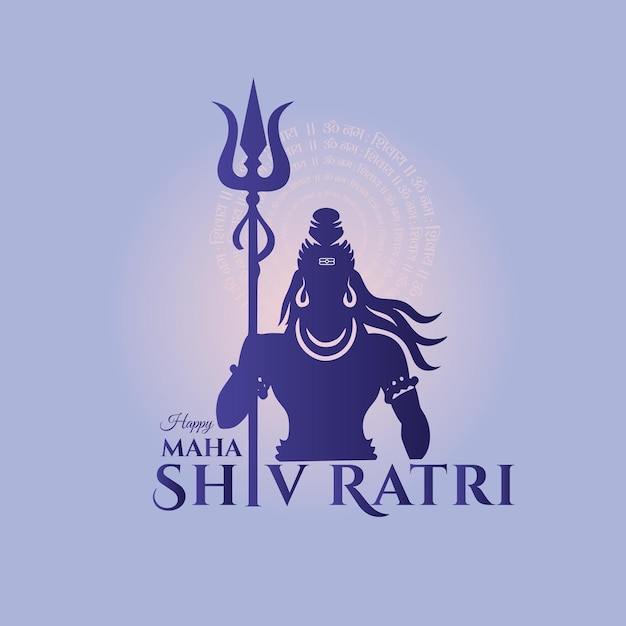 Feliz Maha Shivratri Saludo con el señor Shiva sostiene la ilustración de trishul