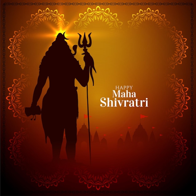 Feliz Maha Shivratri, el señor Shiva, el culto religioso, la tarjeta del festival indio.