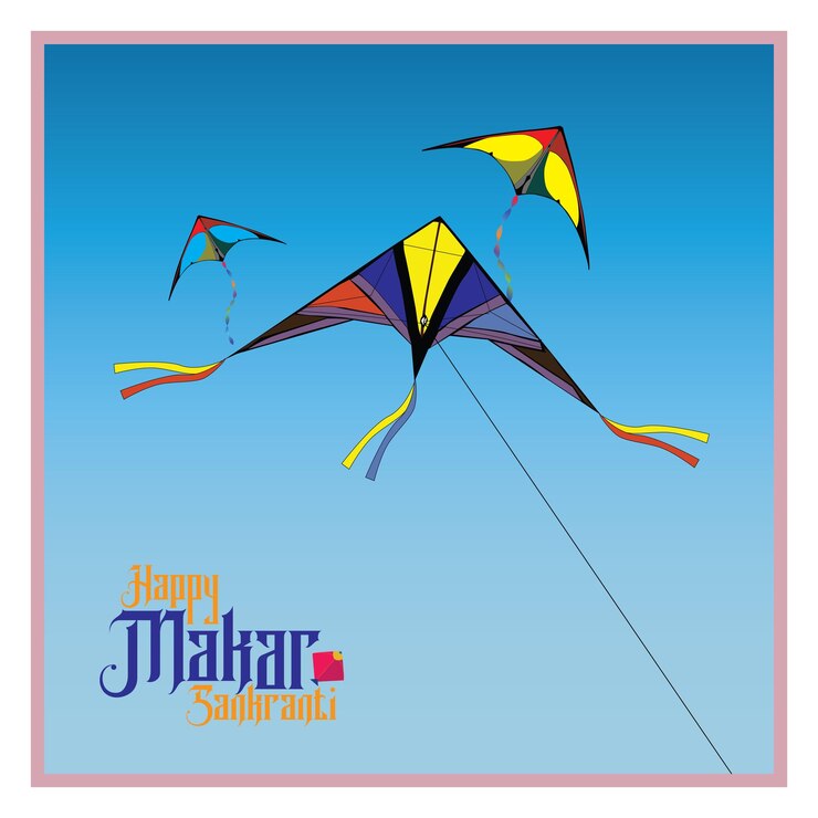 Feliz Makar Sankranti Celebración de Makar Sankranti con diseño de cometas