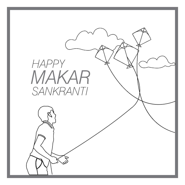 Vector feliz makar sankranti celebración de makar sankranti con diseño de cometas