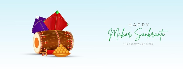 Vector feliz makar sankranti creativo en las redes sociales post web banner saludo impreso