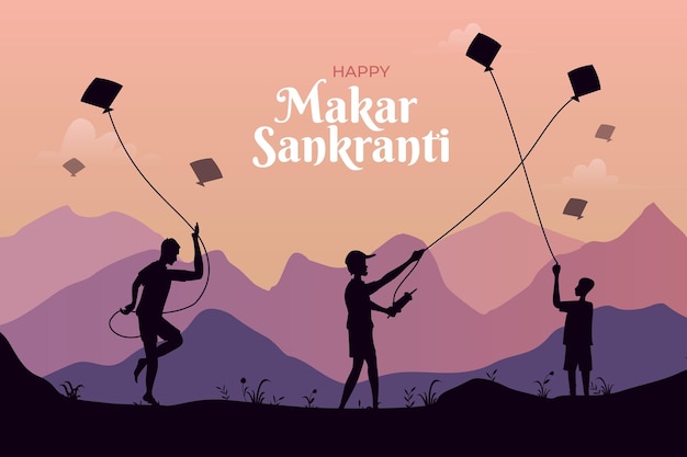 Feliz Makar Sankranti, pongal, Lohri, festival de Uttarayan Saludo