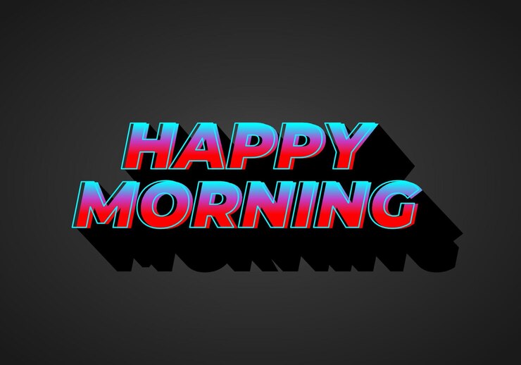 Vector feliz mañana efecto de texto en aspecto 3d color llamativo