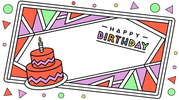 Vector feliz marco de cumpleaños diseño geométrico pastel colorido